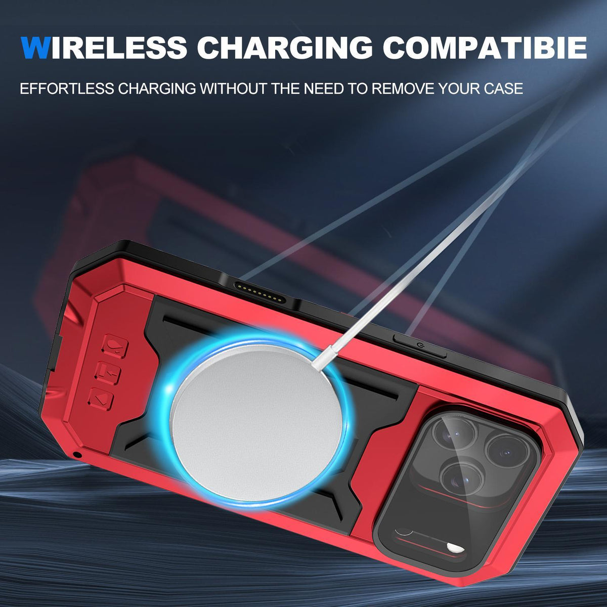 Compatible with iPhone 18 Pro Max R-JUST Sliding Camera IP54 Life Waterproof Holder Phone Case - Red