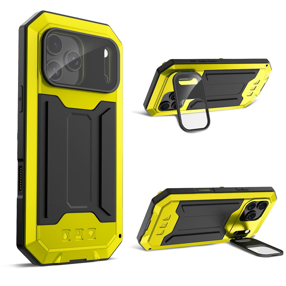 Compatible with iPhone 18 Pro Max R-JUST Sliding Camera IP54 Life Waterproof Holder Phone Case - Yellow