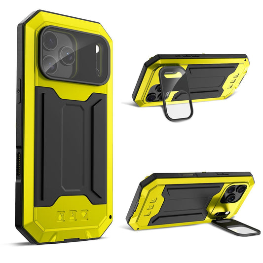Compatible with iPhone 18 Pro Max R-JUST Sliding Camera IP54 Life Waterproof Holder Phone Case - Yellow