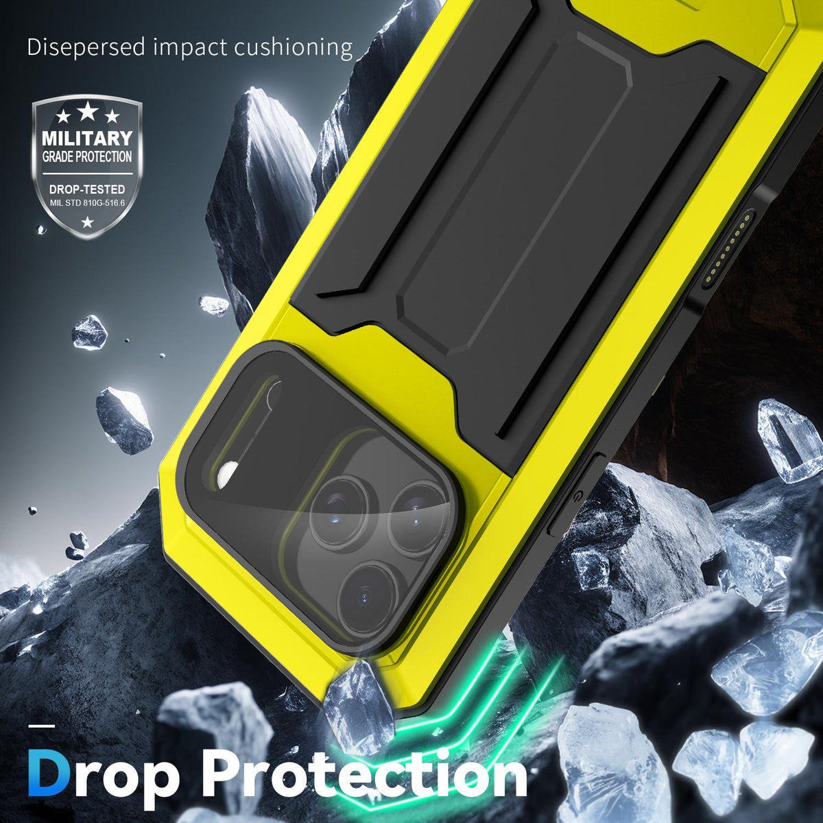 Compatible with iPhone 18 Pro Max R-JUST Sliding Camera IP54 Life Waterproof Holder Phone Case - Yellow