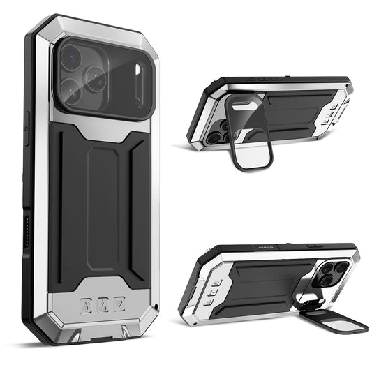 Compatible with iPhone 18 Pro Max R-JUST Sliding Camera IP54 Life Waterproof Holder Phone Case - Silver