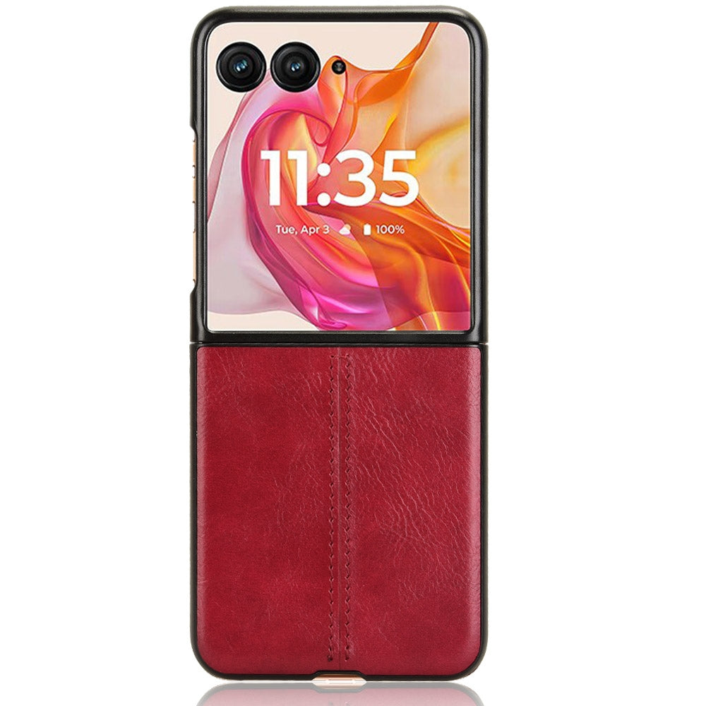 For Motorola Razr 50 Ultra Cow Pattern Sewing Back Cover Phone Case(Red)