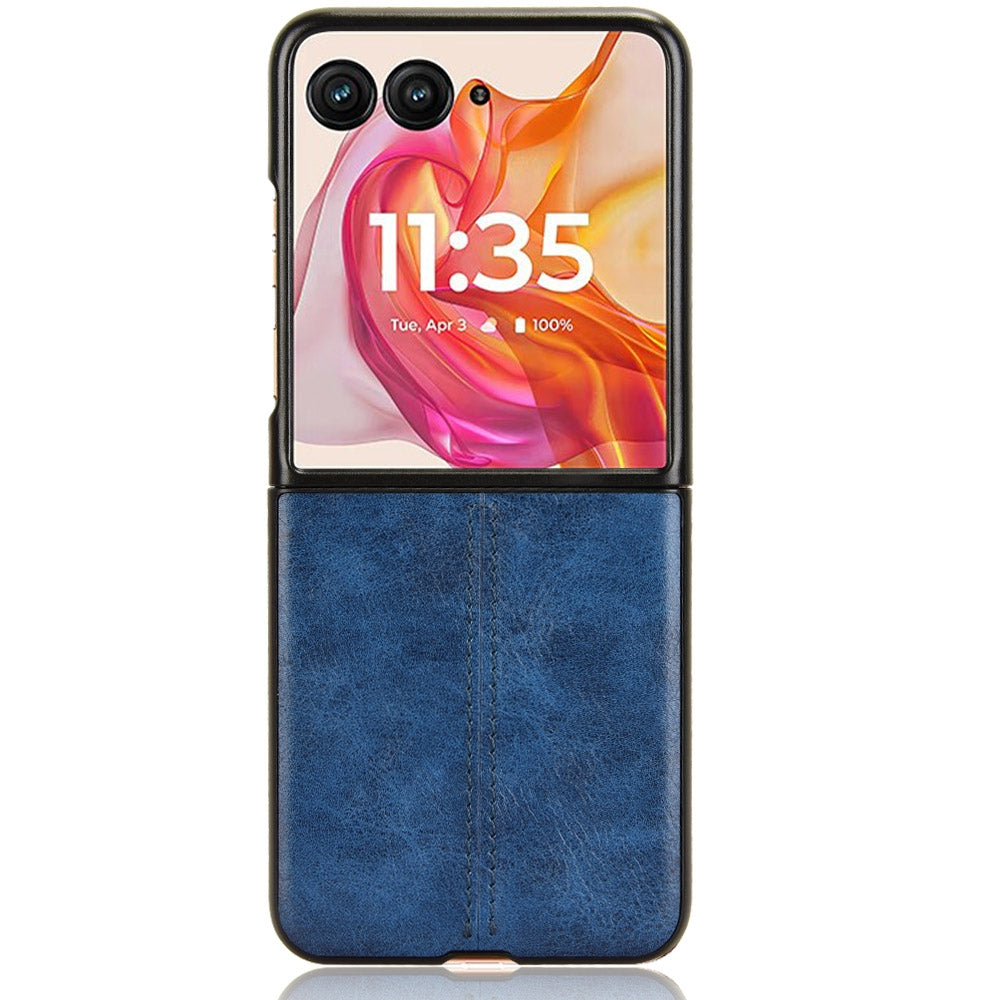 For Motorola Razr 50 Ultra Cow Pattern Sewing Back Cover Phone Case(Blue)
