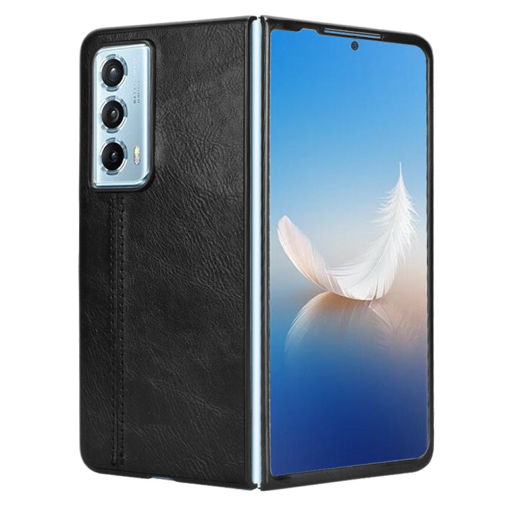 For Honor Magic Vs2 Cow Pattern Sewing Back Cover Phone Case(Black)