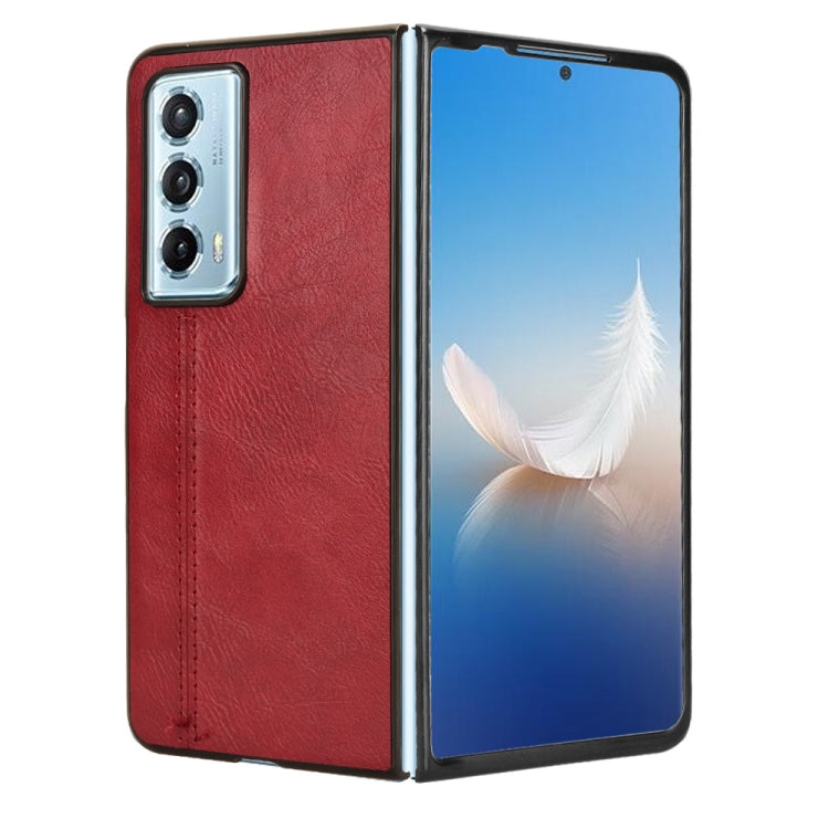 For Honor Magic Vs2 Cow Pattern Sewing Back Cover Phone Case(Red)