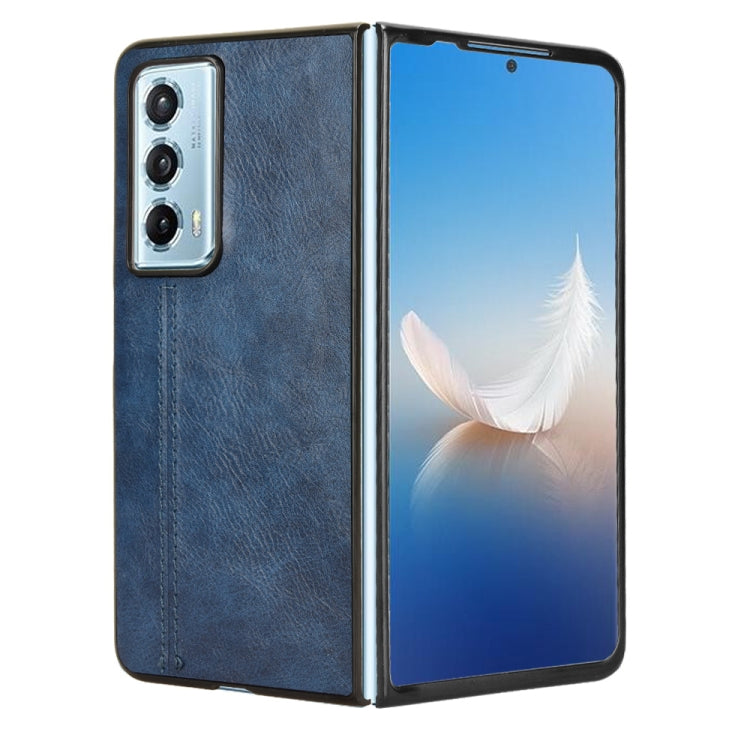 For Honor Magic Vs2 Cow Pattern Sewing Back Cover Phone Case(Blue)