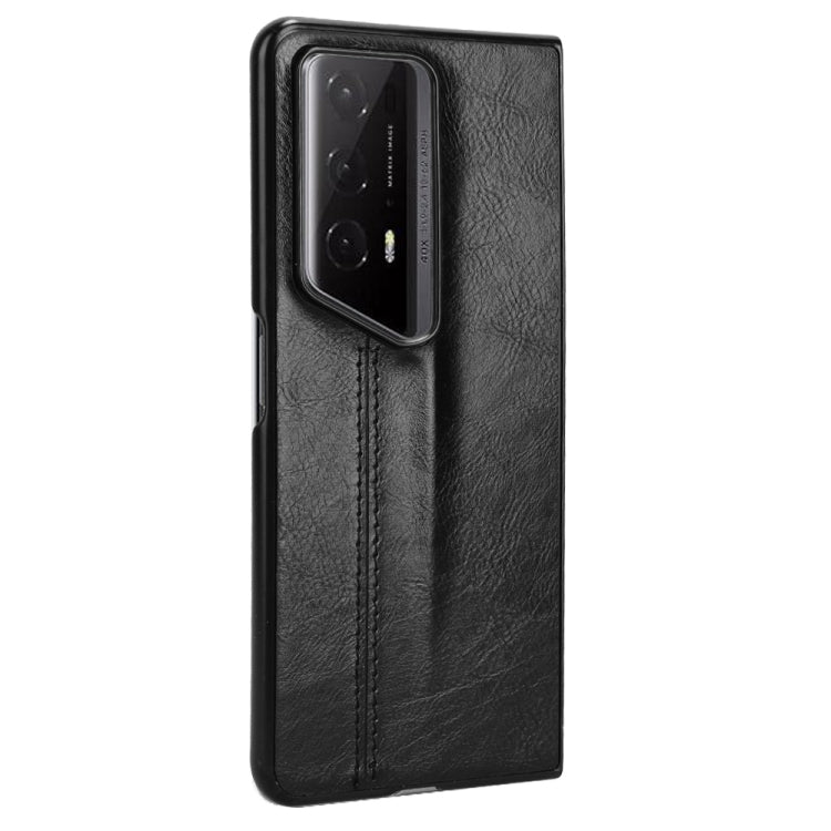 For Honor Magic V2 RSR Porsche Design Cow Pattern Sewing Back Cover Phone Case(Black)