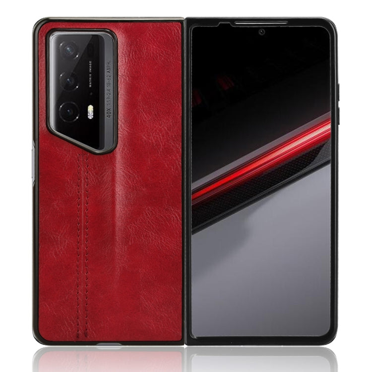 For Honor Magic V2 RSR Porsche Design Cow Pattern Sewing Back Cover Phone Case(Red)
