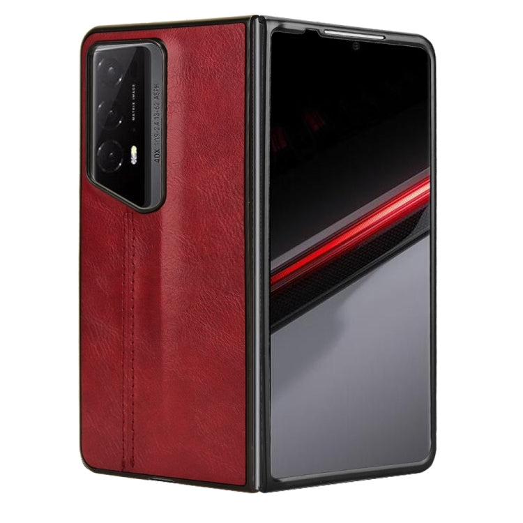 For Honor Magic V2 RSR Porsche Design Cow Pattern Sewing Back Cover Phone Case(Red)