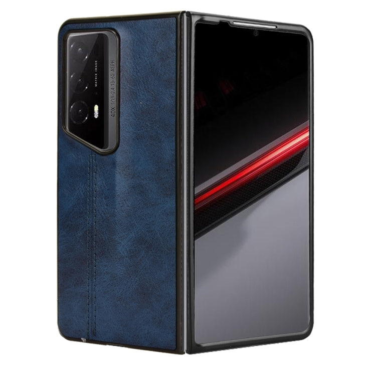 For Honor Magic V2 RSR Porsche Design Cow Pattern Sewing Back Cover Phone Case(Blue)