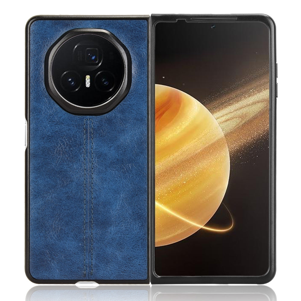 For Honor Magic V3 Cow Pattern Sewing Back Cover Phone Case(Blue)