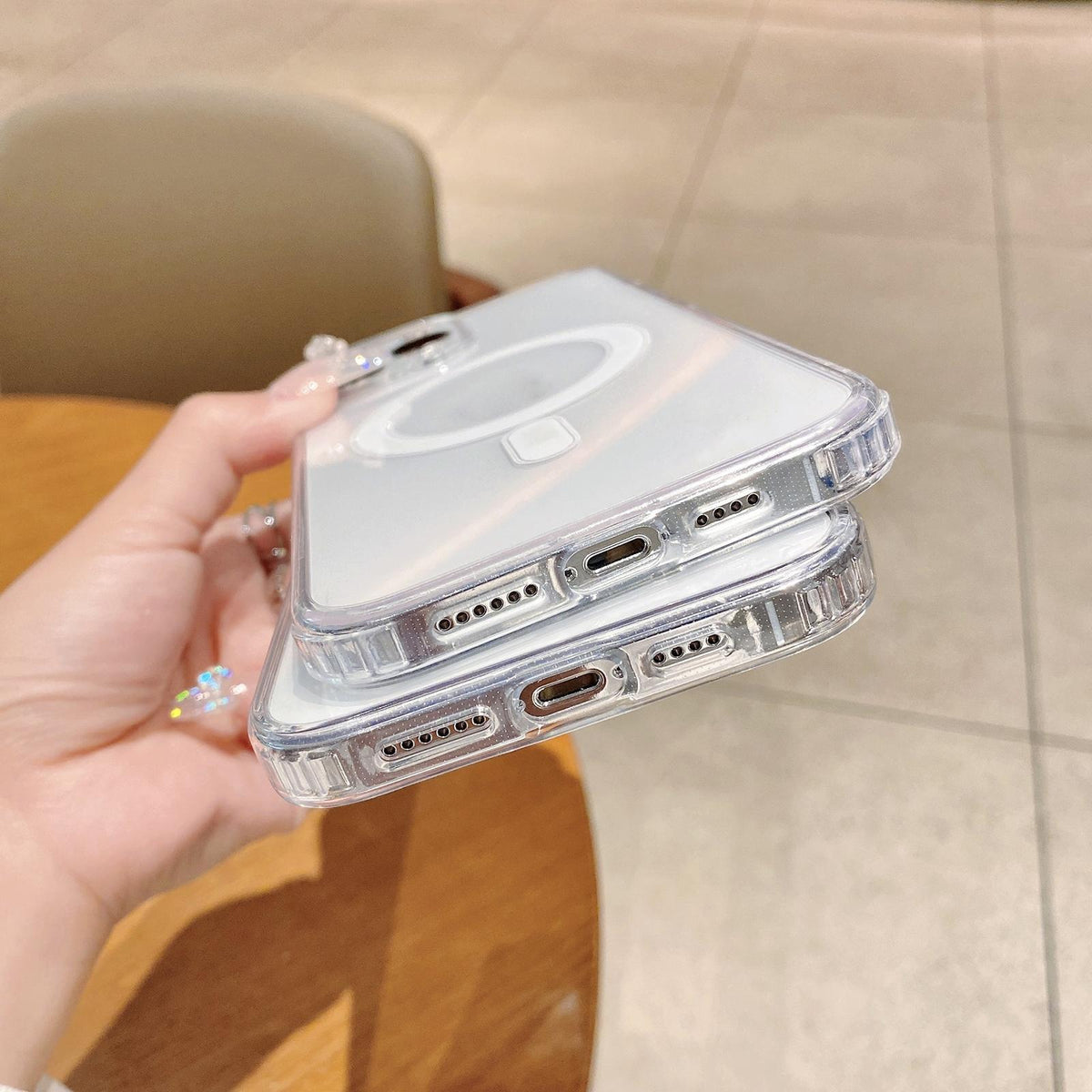 Compatible with iPhone 18 Pro Max Fine Hole MagSafe Magnetic Clear Acrylic TPU Case - Transparent
