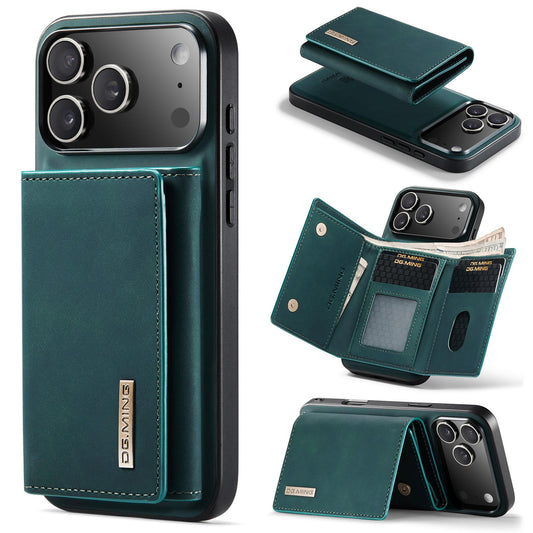 Compatible with iPhone 18 Pro Max & 17 Pro Max DG.MING M1 Series 3-Fold Multi Card Wallet Leather Phone Case - Green