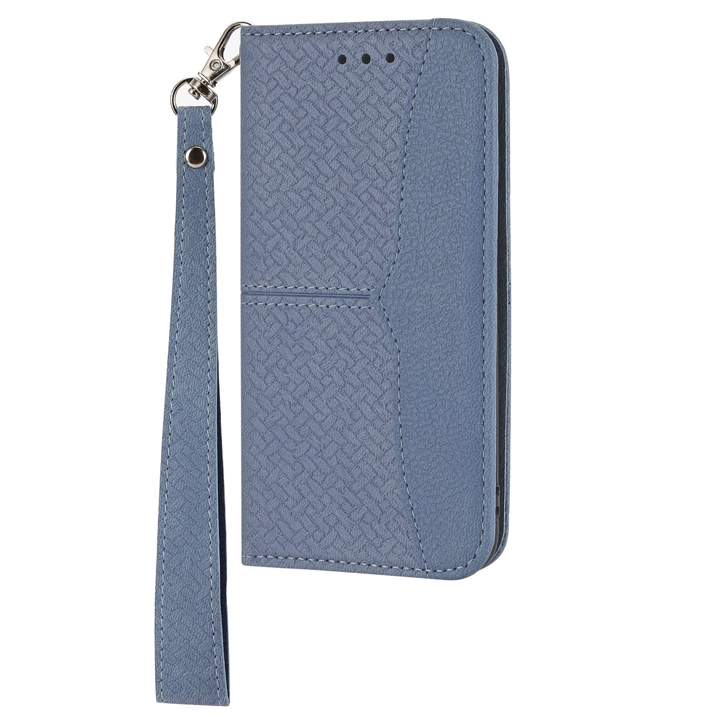 For iPhone 16e Woven Texture Stitching Magnetic Leather Phone Case(Grey)