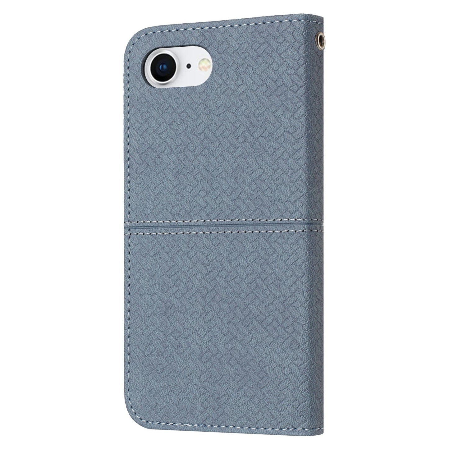 For iPhone 16e Woven Texture Stitching Magnetic Leather Phone Case(Grey)
