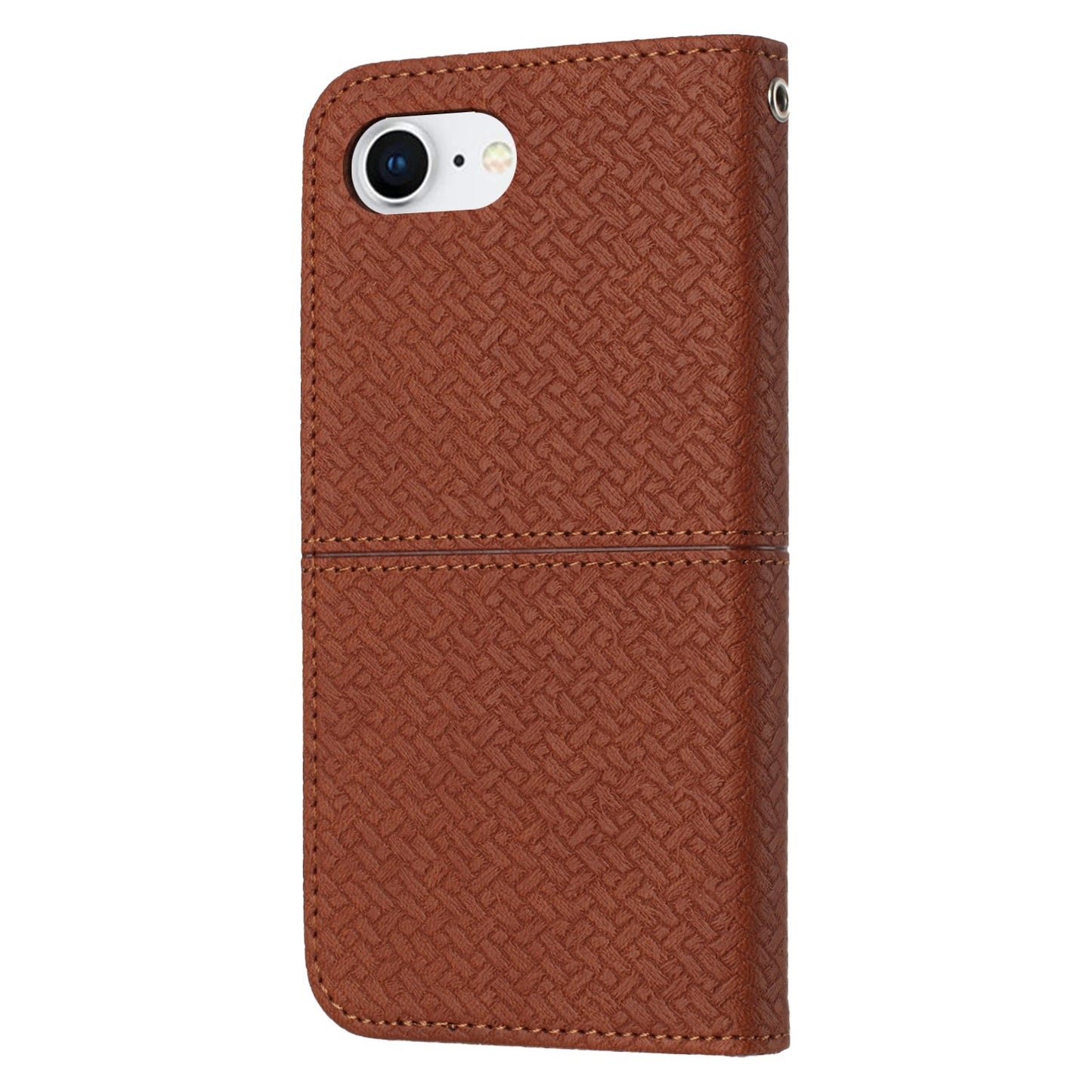 For iPhone 16e Woven Texture Stitching Magnetic Leather Phone Case(Brown)