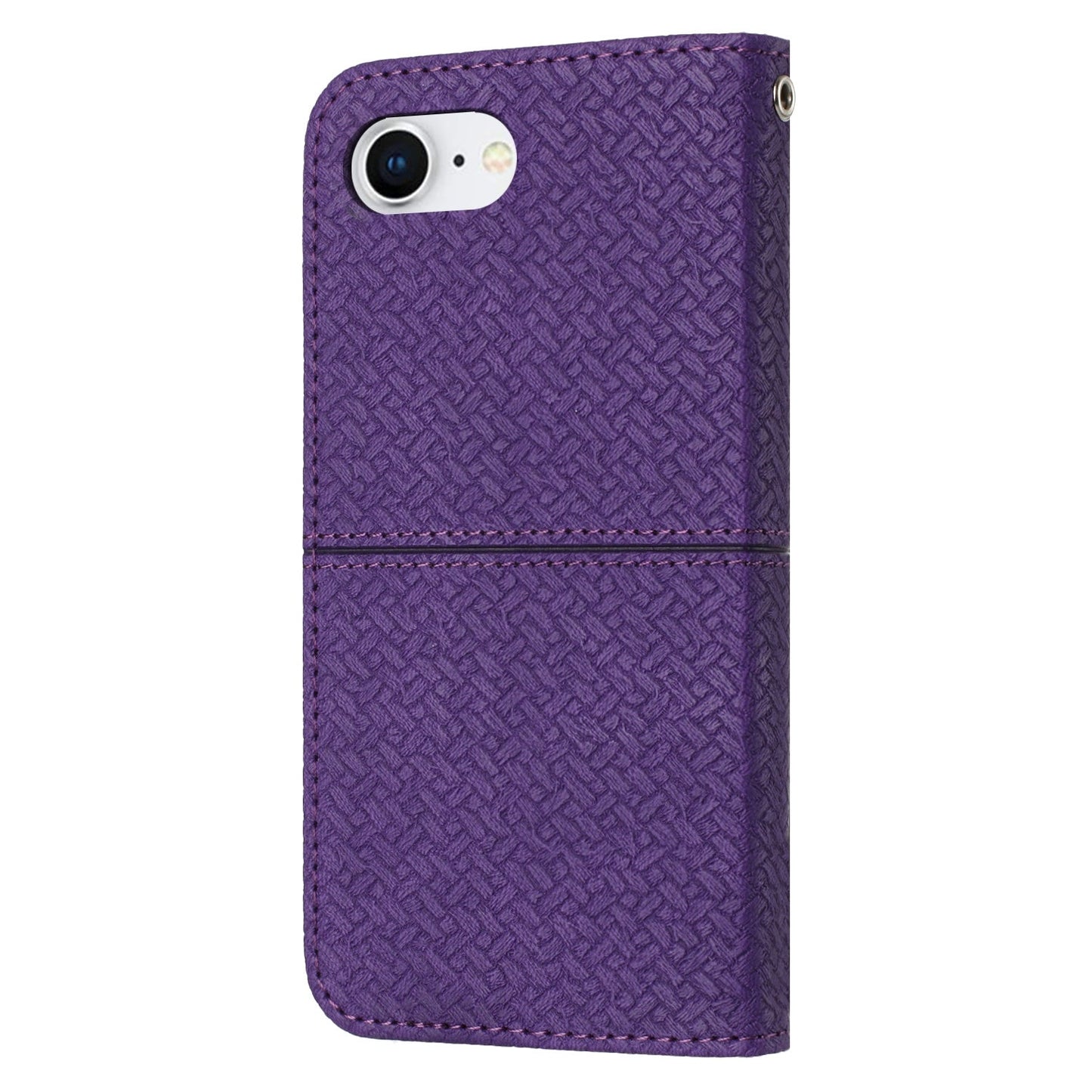For iPhone 16e Woven Texture Stitching Magnetic Leather Phone Case(Purple)