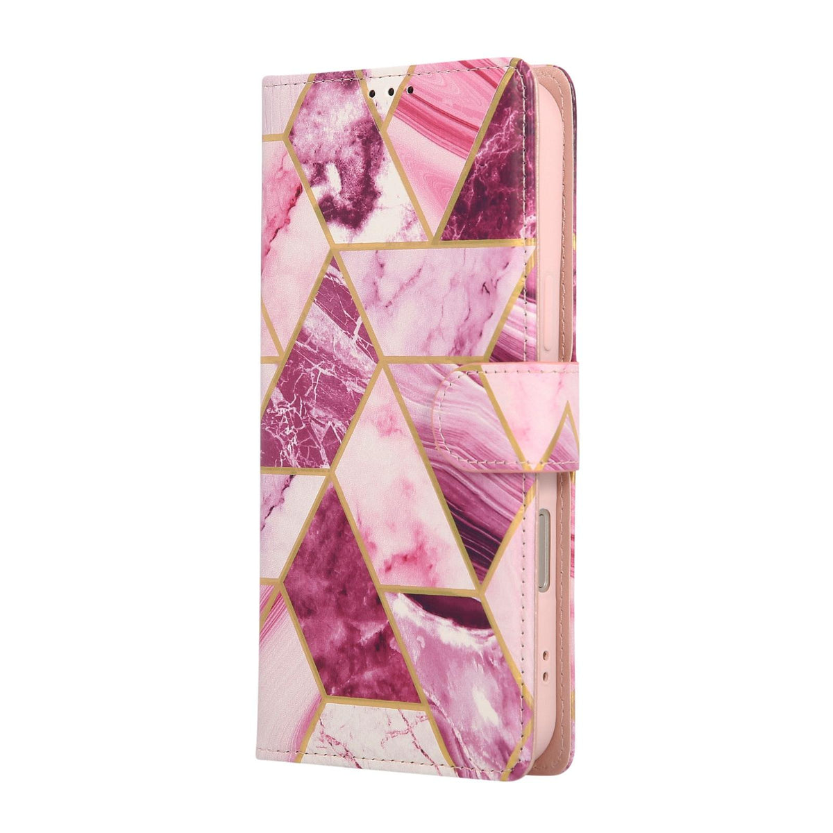 Compatible with iPhone 18 Pro & 17 Pro Marble Bronzing Stitching Leather Phone Case - Purple