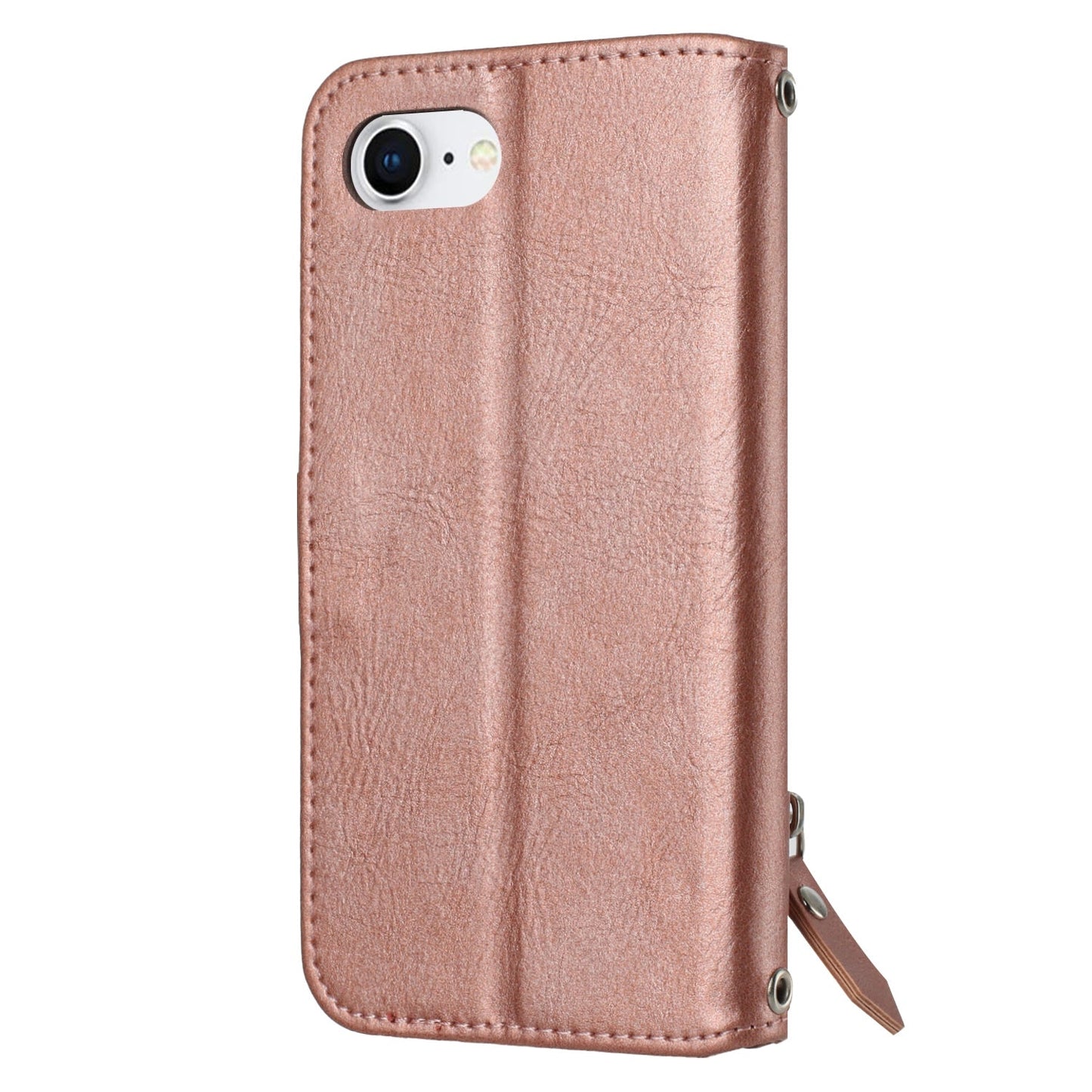 For iPhone 16e Oil Skin Zipper Wallet Leather Phone Case(Rose Gold)