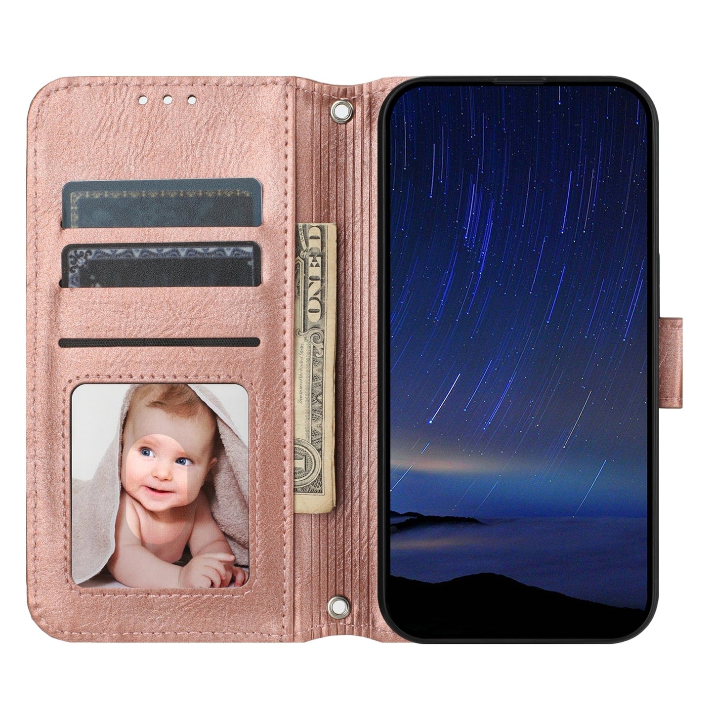 For iPhone 16e Oil Skin Zipper Wallet Leather Phone Case(Rose Gold)