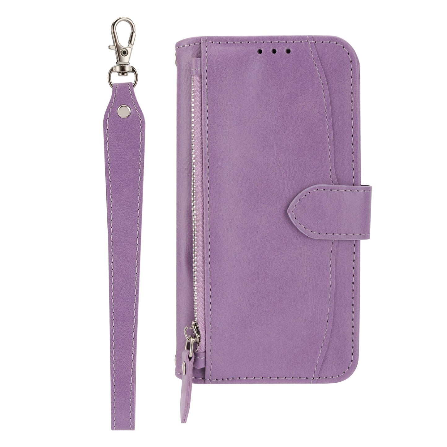 For iPhone 16e Oil Skin Zipper Wallet Leather Phone Case(Purple)