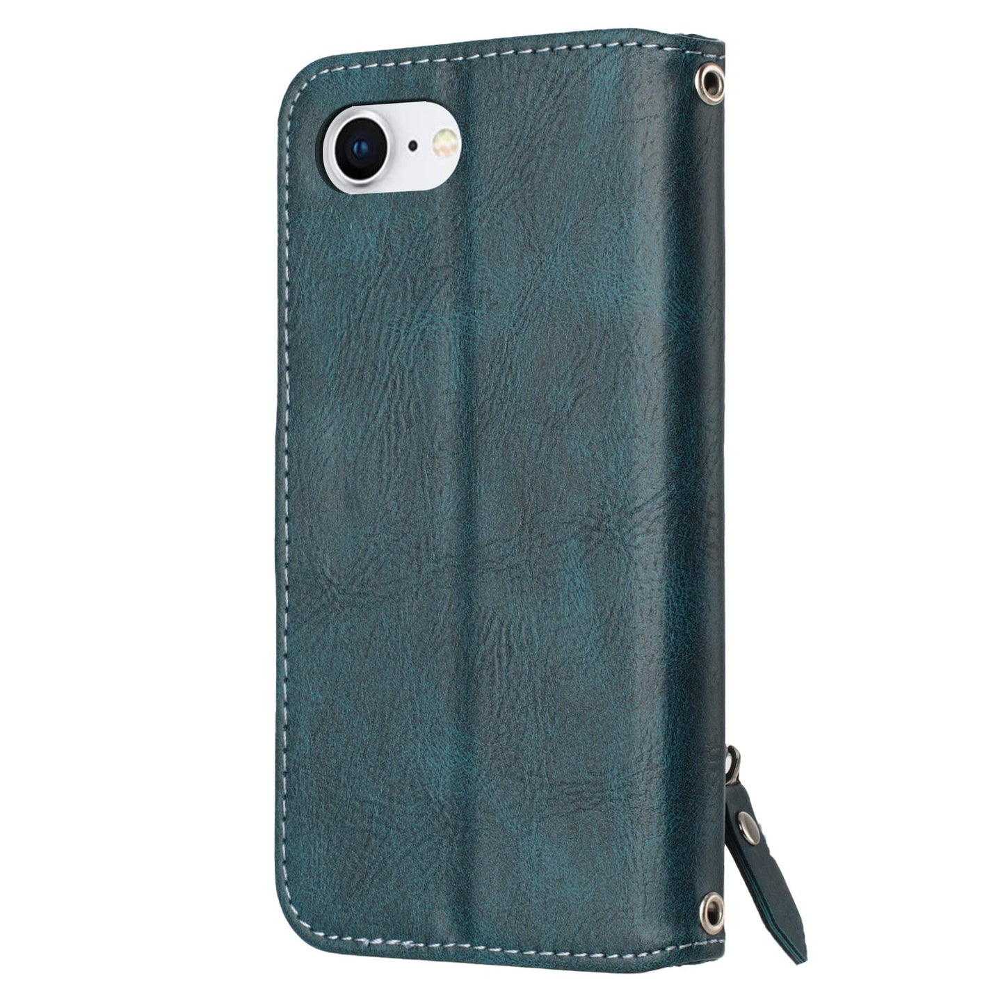 For iPhone 16e Oil Skin Zipper Wallet Leather Phone Case(Blue)