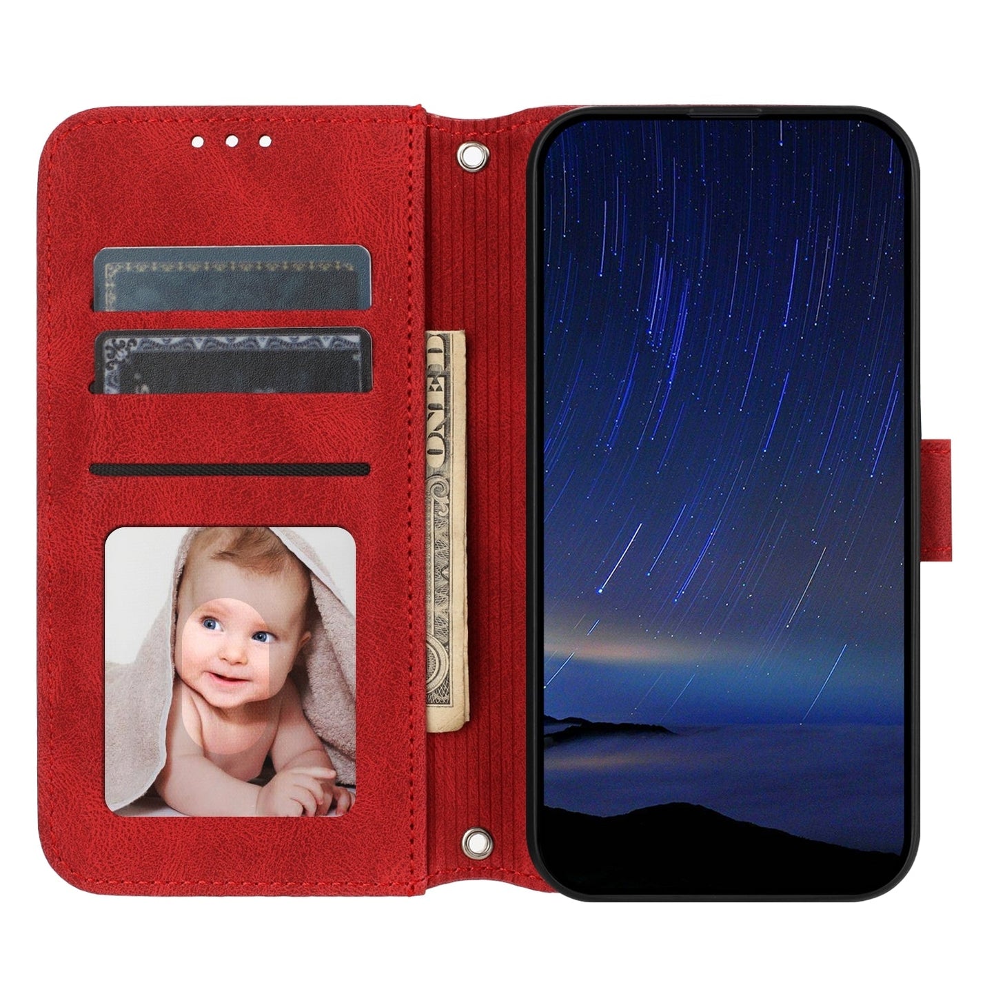 For iPhone 16e Embossed Stripes Skin Feel Leather Phone Case(Red)
