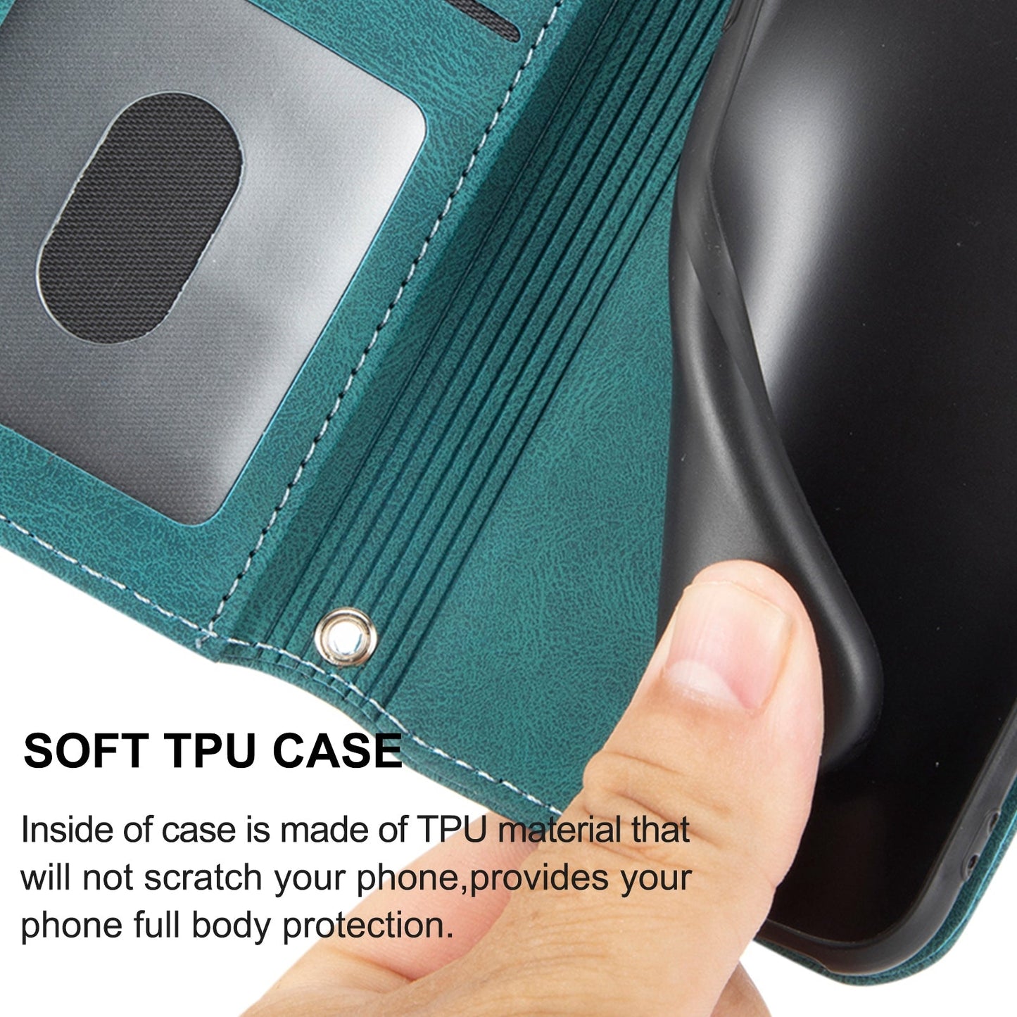 For iPhone 16e Embossed Stripes Skin Feel Leather Phone Case(Dark Green)
