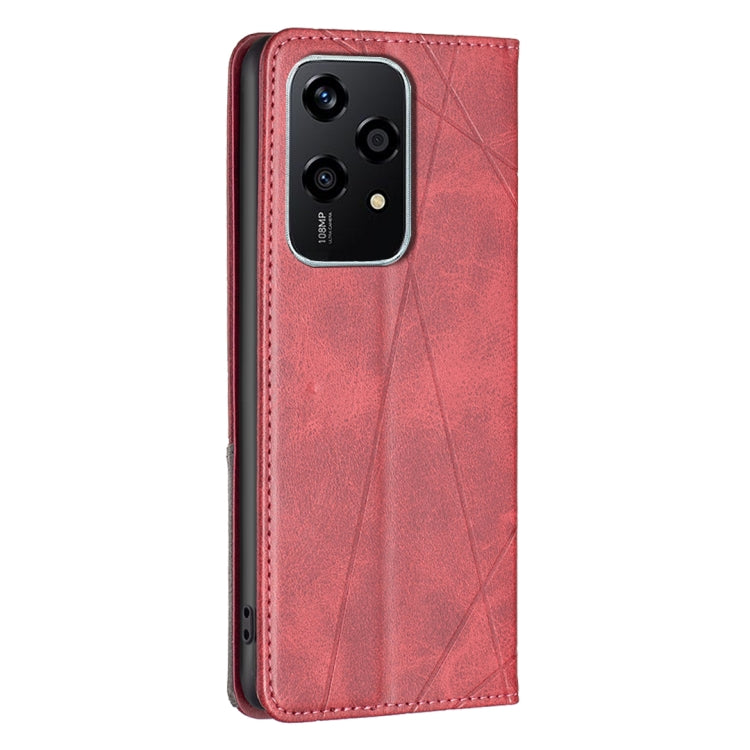 For Honor 200 Lite EU Version Rhombus Texture Magnetic Leather Phone Case(Red)