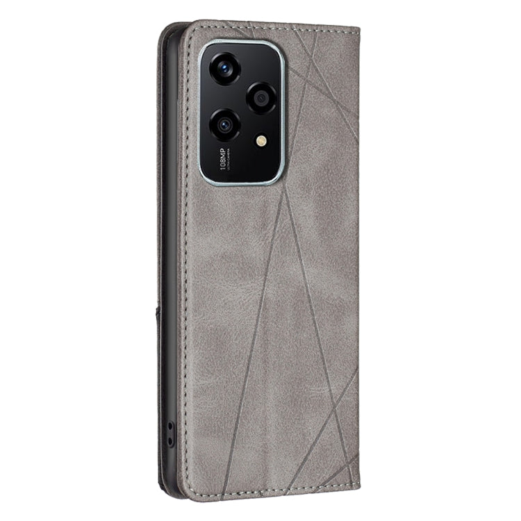 For Honor 200 Lite EU Version Rhombus Texture Magnetic Leather Phone Case(Grey)