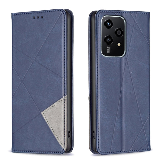 For Honor 200 Lite EU Version Rhombus Texture Magnetic Leather Phone Case(Blue)