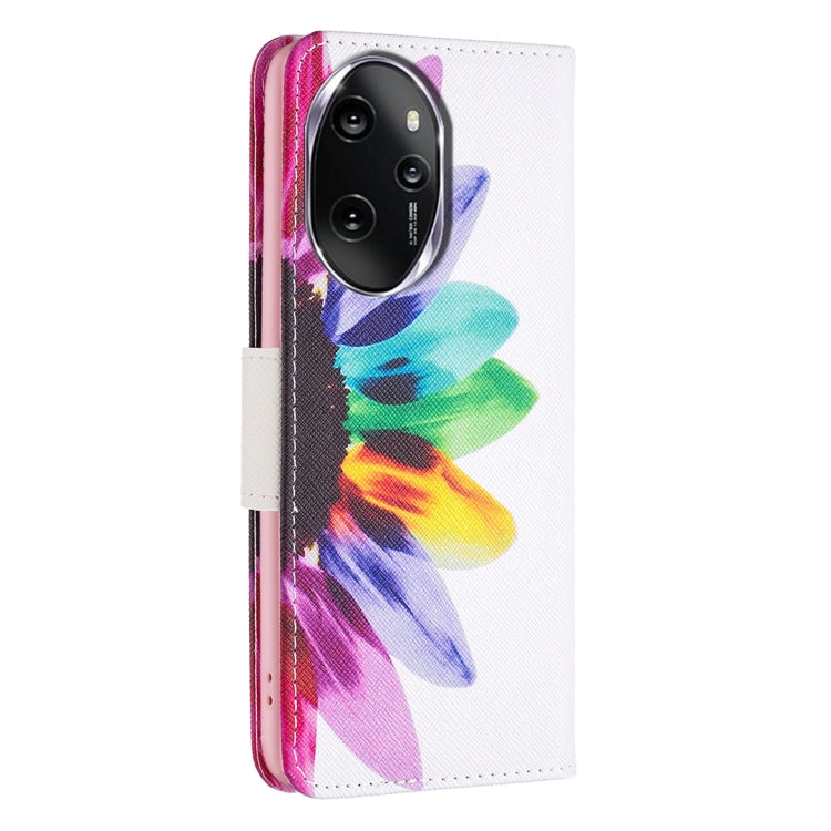 For Honor 100 Pro Colored Drawing Pattern Leather Phone Case(Sun Flower)
