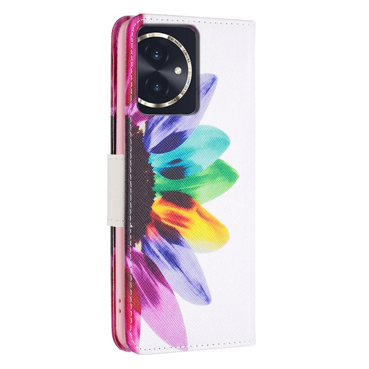 For Honor 100 Colored Drawing Pattern Leather Phone Case(Sun Flower)