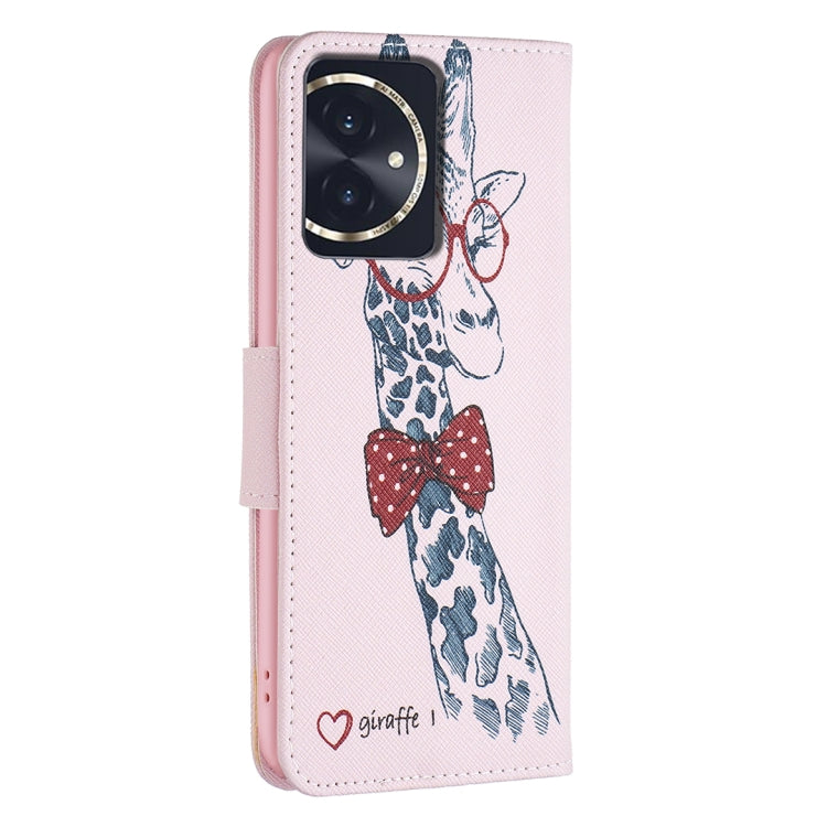 For Honor 100 Colored Drawing Pattern Leather Phone Case(Deer)