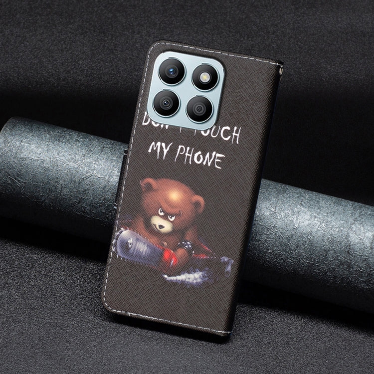 For Honor X8b Colored Drawing Pattern Leather Phone Case(Bear)