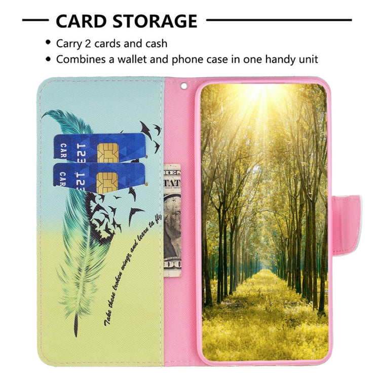 For Honor X9b/Magic6 Lite 5G Colored Drawing Pattern Leather Phone Case(Feather)