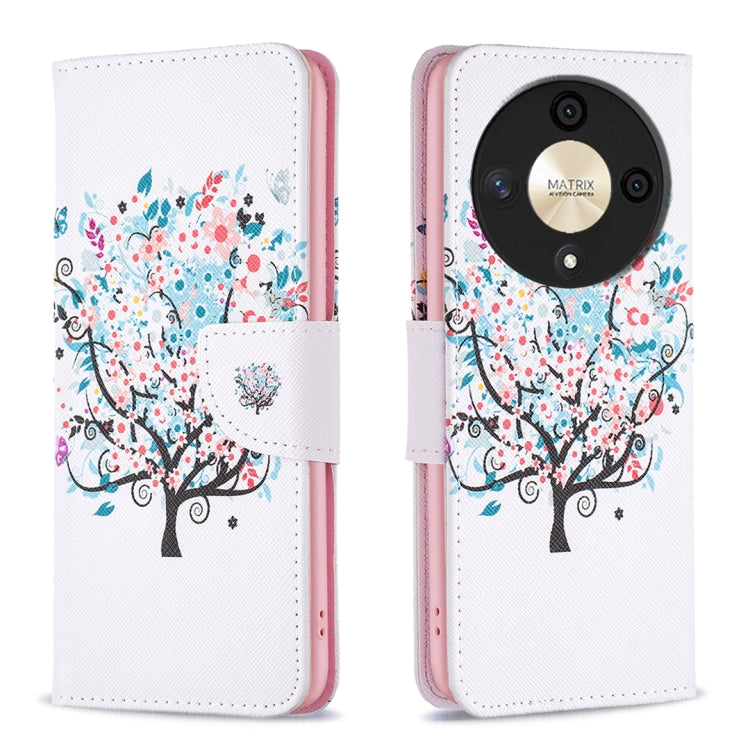 For Honor X9b/Magic6 Lite 5G Colored Drawing Pattern Leather Phone Case(Tree)