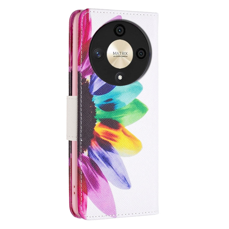 For Honor X9b/Magic6 Lite 5G Colored Drawing Pattern Leather Phone Case(Sun Flower)