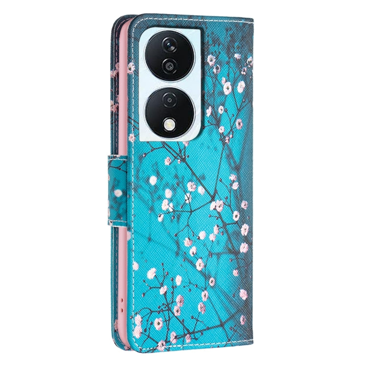 For Honor X7b Colored Drawing Pattern Leather Phone Case(Plum Blossom)