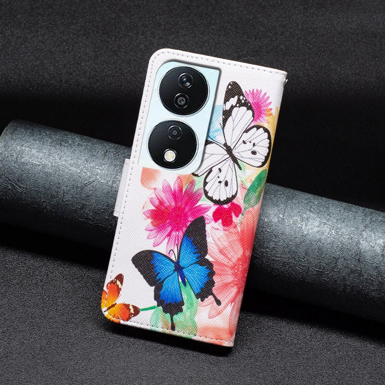 For Honor X7b Colored Drawing Pattern Leather Phone Case(Butterflies)