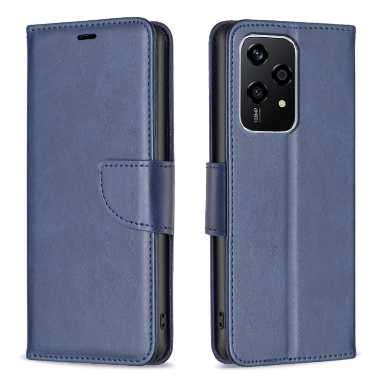 For Honor 200 Lite EU Version Lambskin Texture Pure Color Flip Leather Phone Case(Blue)