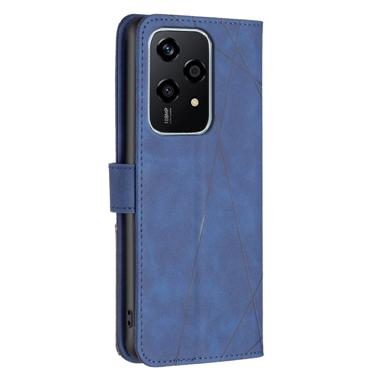 For Honor 200 Lite EU Version Magnetic Buckle Rhombus Texture Leather Phone Case(Blue)
