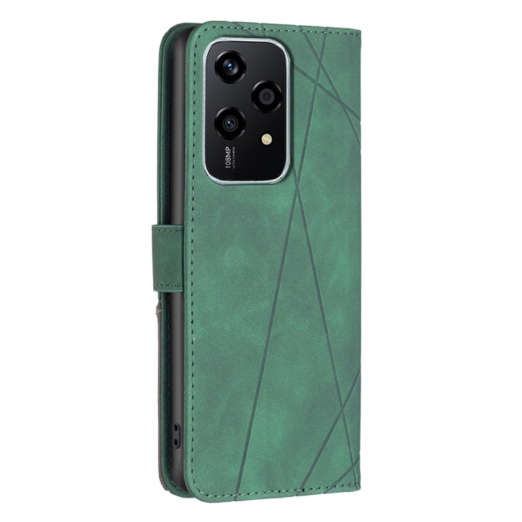 For Honor 200 Lite EU Version Magnetic Buckle Rhombus Texture Leather Phone Case(Green)