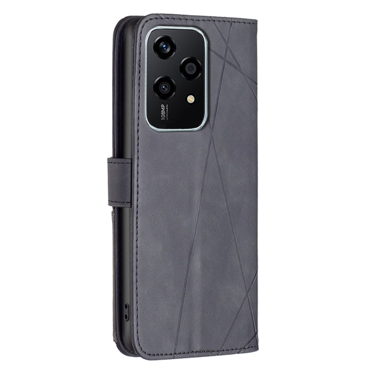For Honor 200 Lite EU Version Magnetic Buckle Rhombus Texture Leather Phone Case(Black)