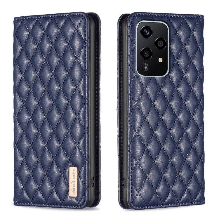 For Honor 200 Lite EU Version Diamond Lattice Magnetic Leather Flip Phone Case(Blue)