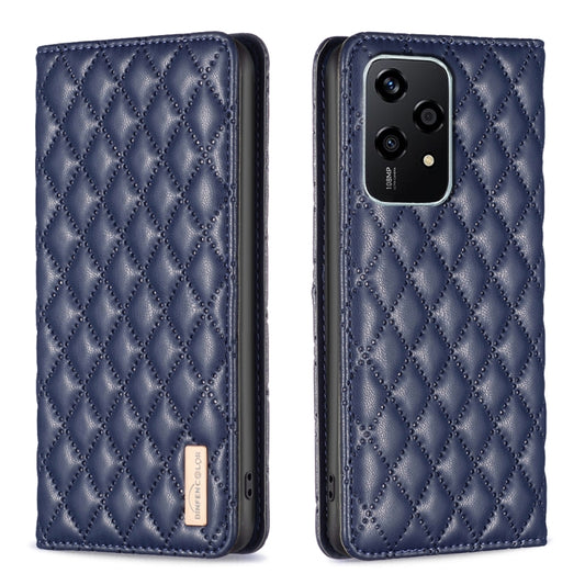 For Honor 200 Lite EU Version Diamond Lattice Magnetic Leather Flip Phone Case(Blue)