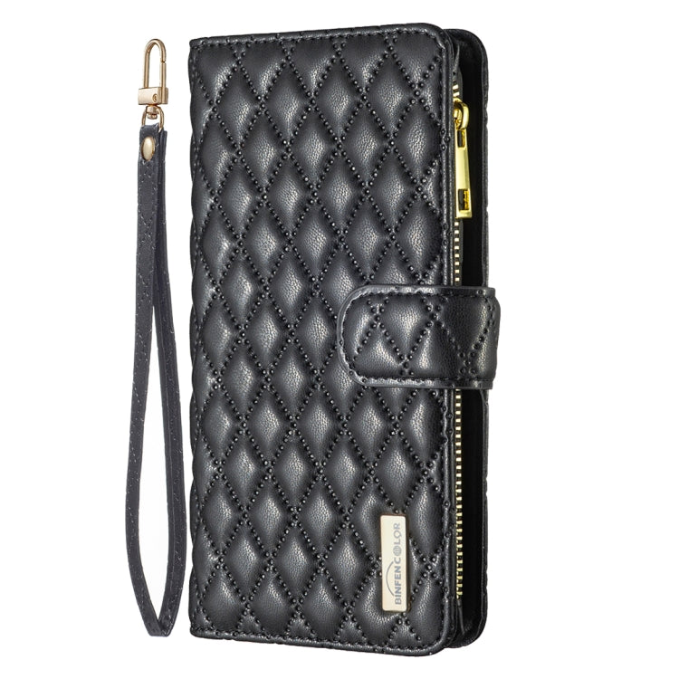 For Honor X9b/Magic6 Lite 5G Diamond Lattice Zipper Wallet Leather Flip Phone Case(Black)