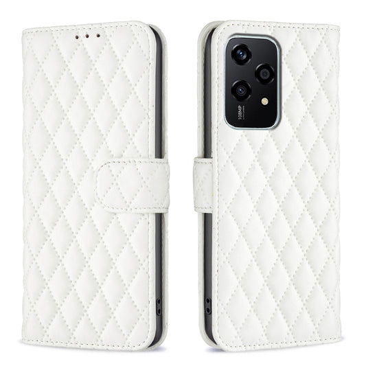 For Honor 200 Lite EU Version Diamond Lattice Wallet Flip Leather Phone Case(White)