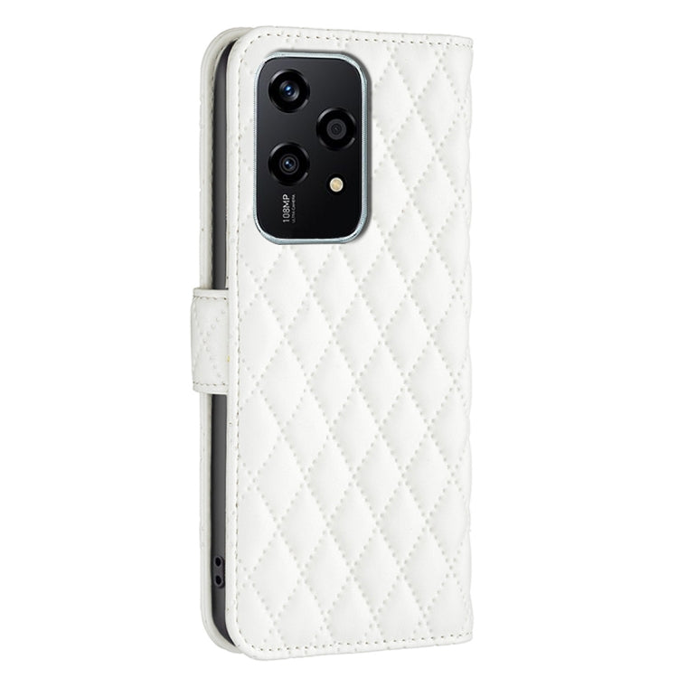 For Honor 200 Lite EU Version Diamond Lattice Wallet Flip Leather Phone Case(White)