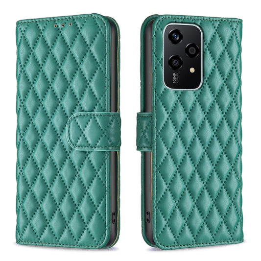 For Honor 200 Lite EU Version Diamond Lattice Wallet Flip Leather Phone Case(Green)
